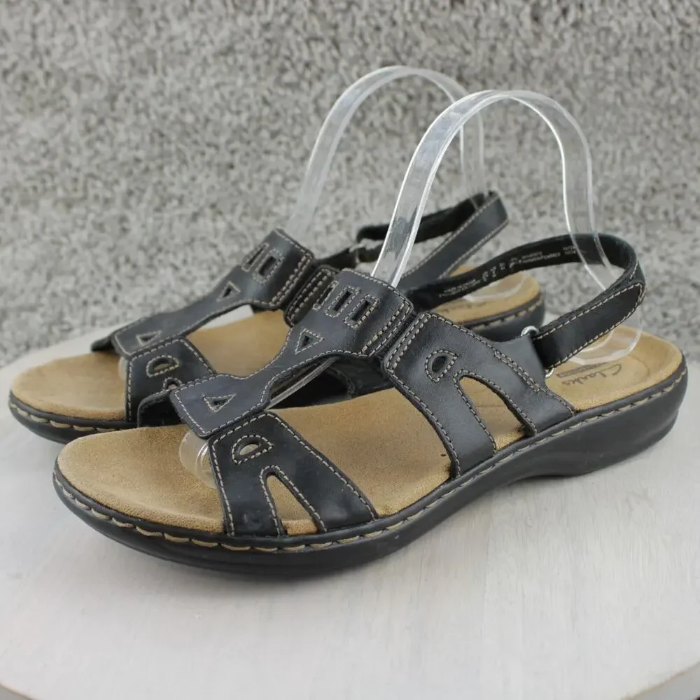 Clarks Collection Leisa Strappy Comfort Sandals Black Leather Womens 9 - Picture 3 of 7
